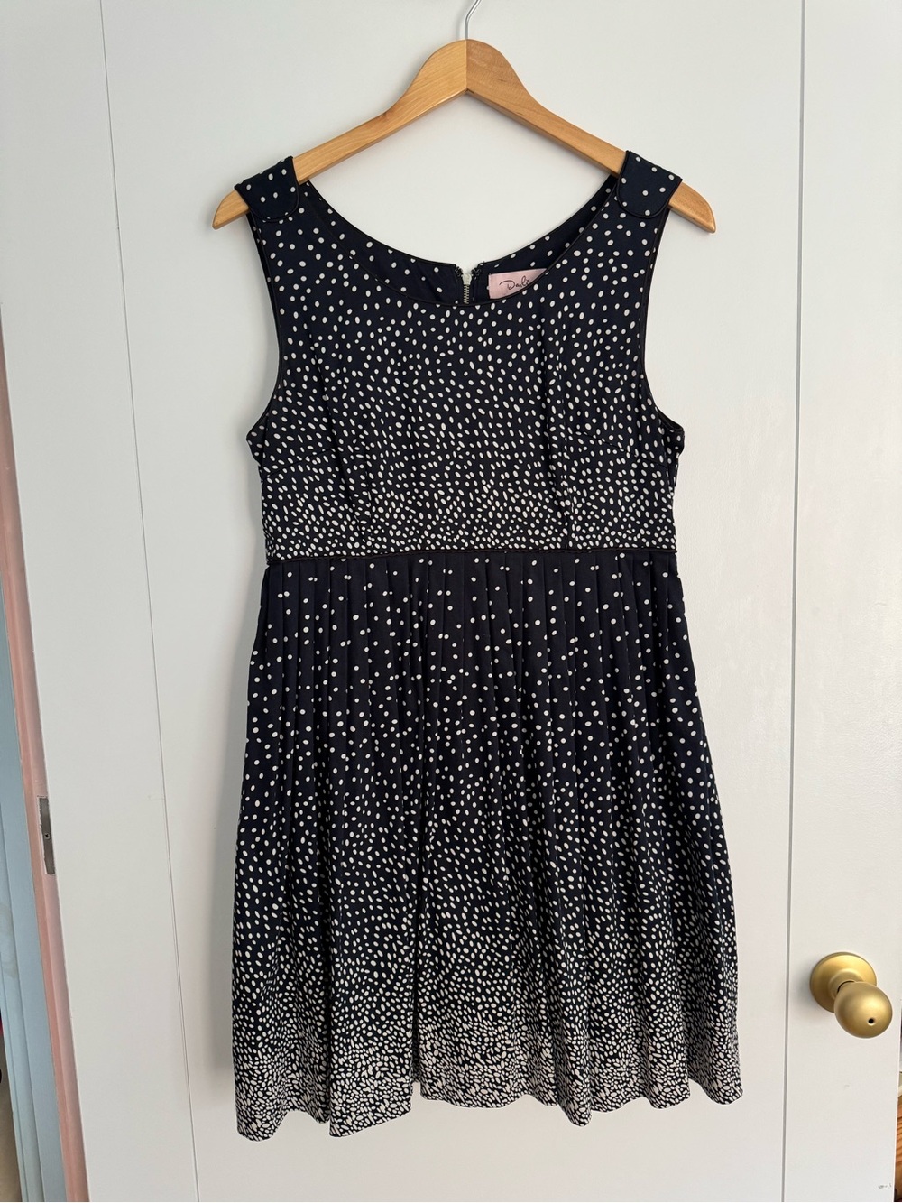 Darling (ModCloth brand) Black and White Polka Dot Sleeveless Dress L